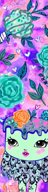 Free kawaii bookmark featuring a cute cake with flowers